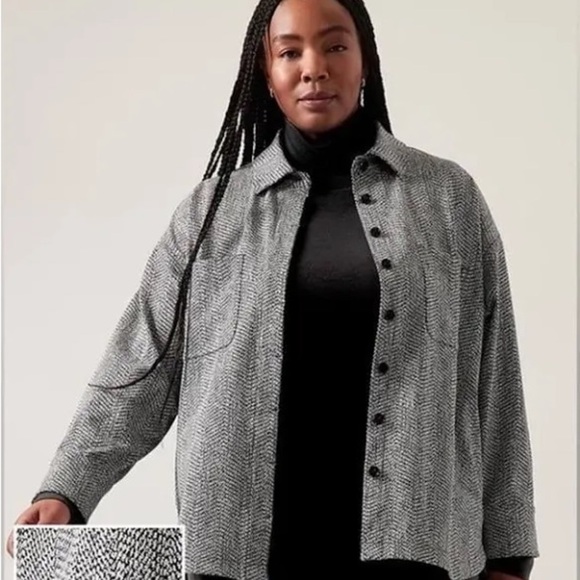 Athleta Women’s Braiden Textured Shirt Jacket Black & White Size 1X #882490 - Picture 14 of 16